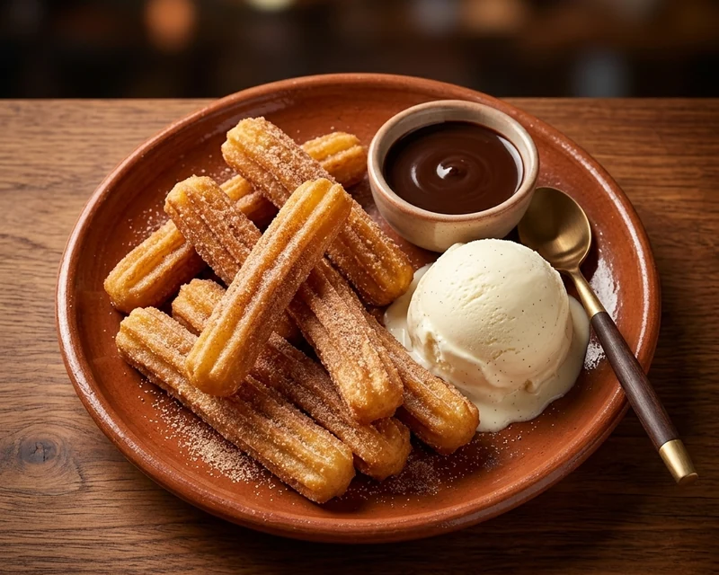 Churros with ice cream Mexican dessert at Casa Azul in St. Thomas, Ontario