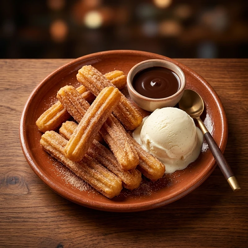 Cinnamon sugar churros with vanilla ice cream and cajeta at Casa Azul, St. Thomas